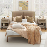 Rattan Nightstand Boho End Table with Rattan Drawer and Open Shelf Set of 2