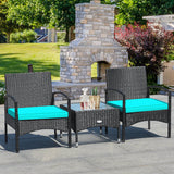 3 Pieces Patio Wicker Rattan Furniture Set with Cushion for Lawn Backyard