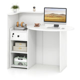 Front Reception Office Desk with Open Shelf and Lockable Drawer