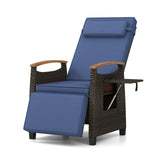 Patio Wicker Recliner Chair with Adjustable Backrest and Footrest