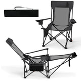 Reclining Camping Chair with Removable Footrest and Adjustable Backrest