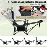 Reclining Camping Chair with Removable Footrest and Adjustable Backrest