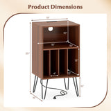 Record Player Stand with Charging Station Turntable Stand with Vinyl Storage-Walnut