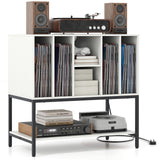 Record Player Stand with Charging Station and Metal Frame