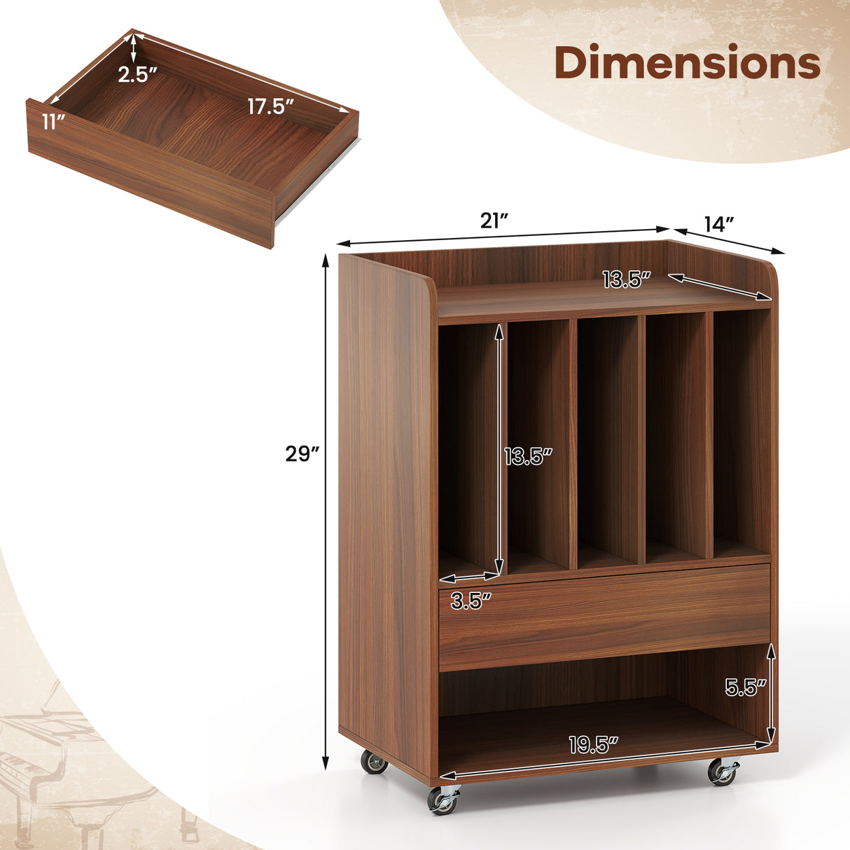Record Player Stand Turntable Stand with Drawer and Record Holder