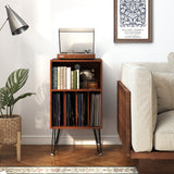 Record Player Stand with Charging Station for Living Room Bedroom