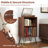 Record Player Stand with Charging Station for Living Room Bedroom