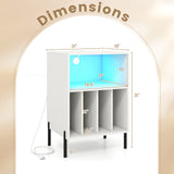 Record Player Stand with LED Light and Charging Station