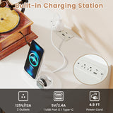 Record Player Stand with LED Light and Charging Station