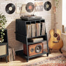 Record Player Stand on Wheels Rolling Turntable Stand with Power Outlets