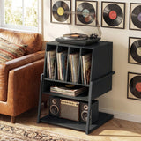 Record Player Stand on Wheels Rolling Turntable Stand with Power Outlets