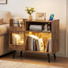 Record Player Stand with LED Light and Power Outlets