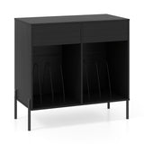 Record Player Stand with Power Outlets Double Wide Turntable Stand Vinyl Record Storage Table