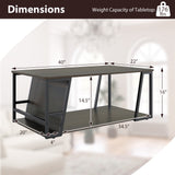 Rectangle Coffee Table 2-tier Industrial Accent Table with Storage Shelf and Compartment