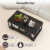 Rectangle Coffee Table 2-tier Industrial Accent Table with Storage Shelf and Compartment