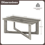 Rectangle Coffee Table Rubber Wood Base with X-Shaped Base-Gray
