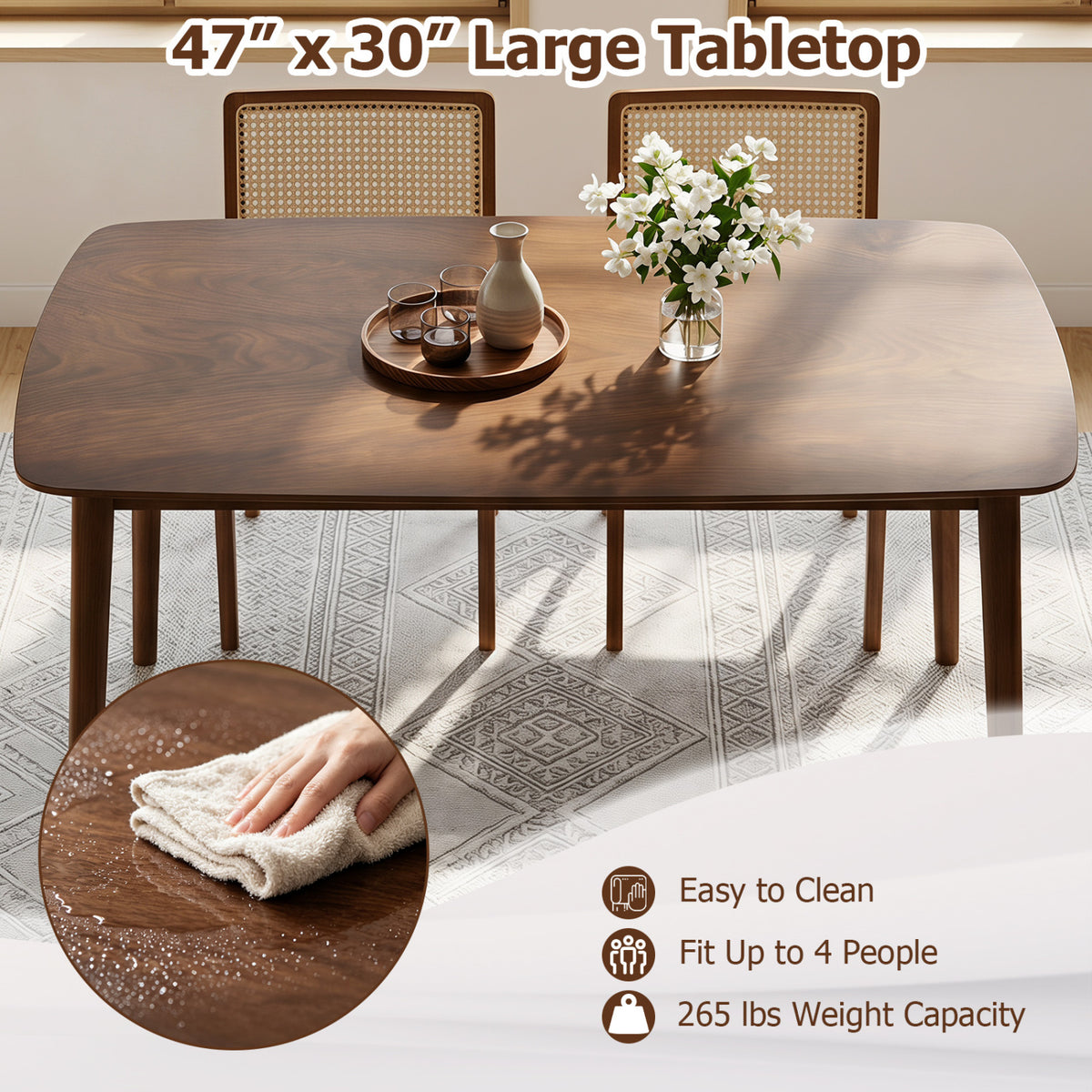 Rectangular Kitchen Table for Living Room Breakfast Nook-Coffee