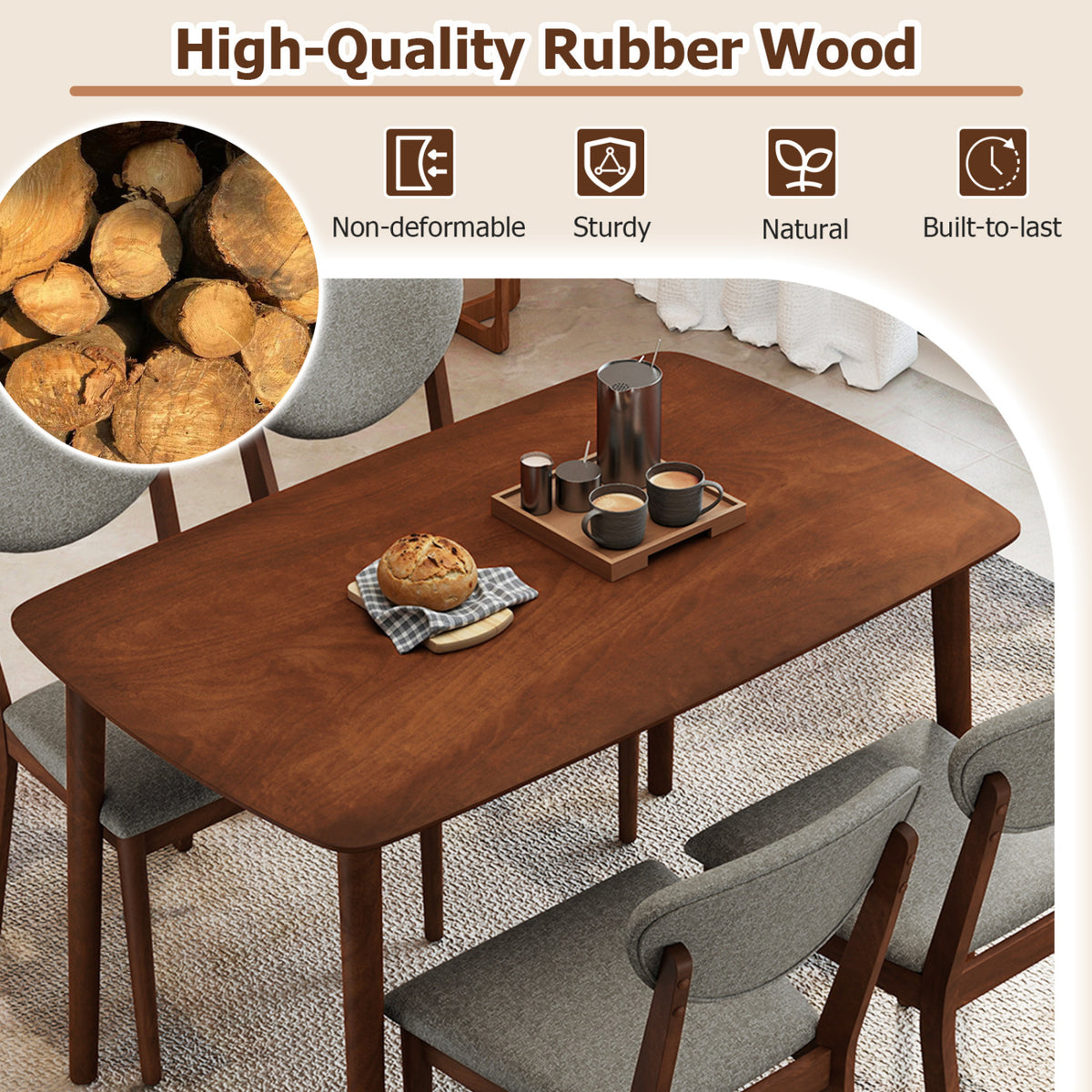Rectangular Kitchen Table for Living Room Breakfast Nook-Coffee