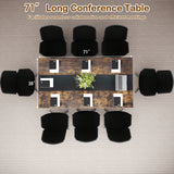 Rectangular Meeting Table with Mesh Storage Shelf and Cable Grommet-Rustic Brown