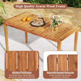Rectangular Outdoor Dining Table Acacia Wood for 4-6 People