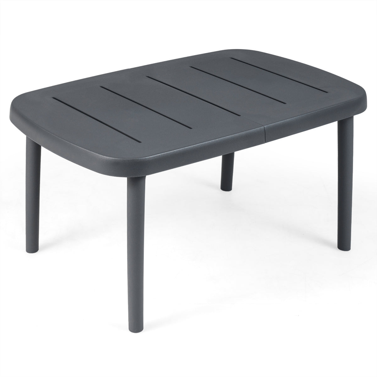 Rectangular Patio Storage Side Table with Aluminum Alloy Rods for Poolside-Gray