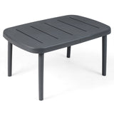 Rectangular Patio Storage Side Table with Aluminum Alloy Rods for Poolside-Gray