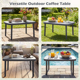 Rectangular Patio Storage Side Table with Aluminum Alloy Rods for Poolside-Gray