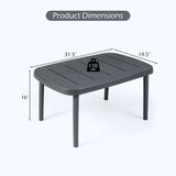 Rectangular Patio Storage Side Table with Aluminum Alloy Rods for Poolside-Gray
