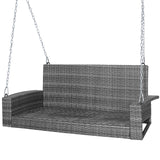 2-Person Patio PE Wicker Hanging Porch Swing Bench Chair Cushion 800 Pounds