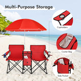 Portable Folding Picnic Double Chair with Umbrella