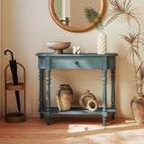 Retro Console Table36"L Wooden 2-Tier Narrow Behind Couch Foyer Table