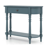 Retro Console Table36"L Wooden 2-Tier Narrow Behind Couch Foyer Table