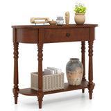 Retro Console Table36"L Wooden 2-Tier Narrow Behind Couch Foyer Table
