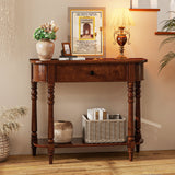 Retro Console Table36"L Wooden 2-Tier Narrow Behind Couch Foyer Table