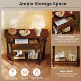 Retro Console Table36"L Wooden 2-Tier Narrow Behind Couch Foyer Table