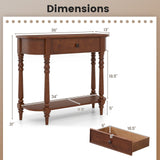 Retro Console Table36"L Wooden 2-Tier Narrow Behind Couch Foyer Table