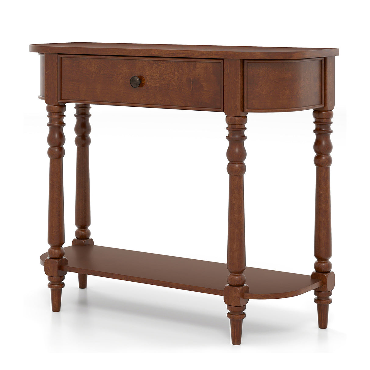 Retro Console Table36"L Wooden 2-Tier Narrow Behind Couch Foyer Table