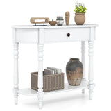 Retro Console Table36"L Wooden 2-Tier Narrow Behind Couch Foyer Table