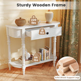 Retro Console Table36"L Wooden 2-Tier Narrow Behind Couch Foyer Table