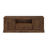 Retro Farmhouse TV Stand for 70" TVs with 2 Doors & Removable Shelves-Brown