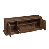 Retro Farmhouse TV Stand for 70" TVs with 2 Doors & Removable Shelves-Brown
