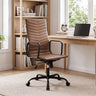 Ribbed Office Chair High Back PU Leather for Home Office with Adjustable Height