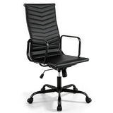 Ribbed Office Chair High Back PU Leather for Home Office with Adjustable Height