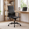 Ribbed Office Chair High Back PU Leather for Home Office with Adjustable Height