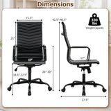 Ribbed Office Chair High Back PU Leather for Home Office with Adjustable Height