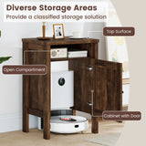Robot Vacuum Storage Cabinet with Door and Open Shelf for Living Room Bedroom