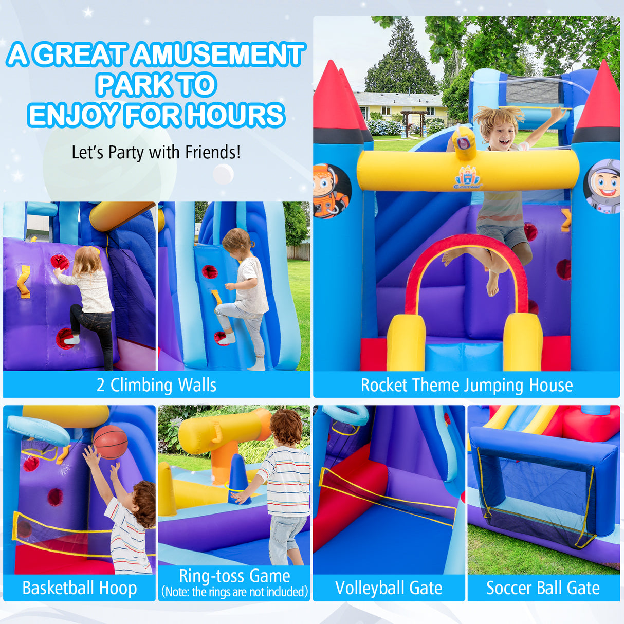 Rocket Theme Inflatable Water Slide Park