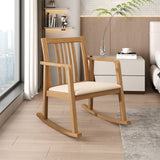 Rocking Chair with Slatted Back and Curved Armrests