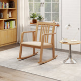 Rocking Chair with Slatted Back and Curved Armrests