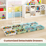 Rolling Cart with 8 Drawers and Wooden Tabletop with Lockable Wheels for Home Office